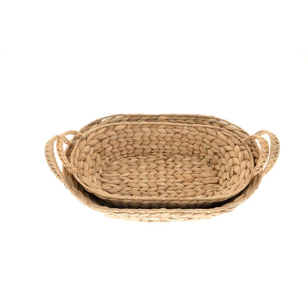 Walton & Co Set of 2 Water Hyacinth Oval Trays